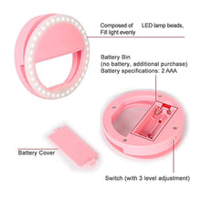 Phone Selfie Ring Light – Battery Operated Clip-On Light for Smartphone Photography (Battery Not Included)