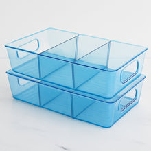 Plastic Refrigerator Organizer Bins, Set Of 2 Stackable Fridge Organizers with Handle, Clear Organizing Food Fruit Vegetables Pantry Storage Bins for Freezer kitchen Cabinet Organization and Storage (2 Pcs Set Mix Color)