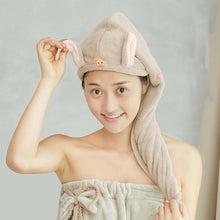 Cute Animal Ear Hooded Hair Drying Towel Wrap (1 Pc)