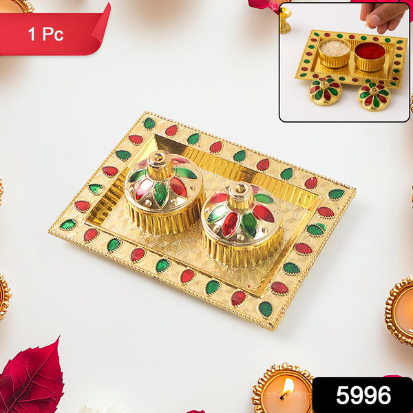 Rakasha Bandhan Special Puja Thali, Kumkum Thali Holder, Pooja Return Gift, Indian Housewarming Gifts, Brother / Bhai / Bhabhi / Sister / Family   for Rakshabandhan, Diwali